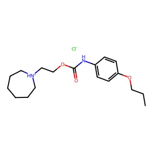 Carbanilic acid, p-propoxy-, 2-(hexahydro-1H-azepin-1-yl)ethyl ester, hydrochloride structure