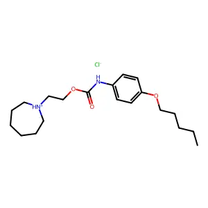 Carbanilic acid, p-(pentyloxy)-, 2-(hexahydro-1H-azepin-1-yl)ethyl ester, hydrochloride structure