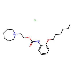 Carbanilic acid, o-(hexyloxy)-, 2-(hexahydro-1H-azepin-1-yl)ethyl ester, hydrochloride structure
