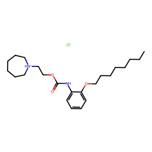 Carbanilic acid, o-(octyloxy)-, 2-(hexahydro-1H-azepin-1-yl)ethyl ester, hydrochloride structure