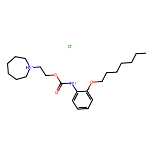 Carbanilic acid, o-(heptyloxy)-, 2-(hexahydro-1H-azepin-1-yl)ethyl ester, hydrochloride structure