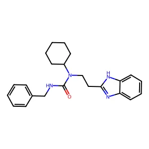 1-[2-(1H-benzimidazol-2-yl)ethyl]-3-benzyl-1-cyclohexylurea structure