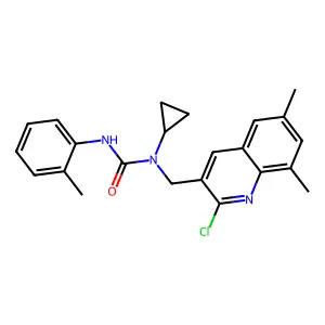 1-[(2-chloro-6,8-dimethylquinolin-3-yl)methyl]-1-cyclopropyl-3-(2-methylphenyl)urea structure