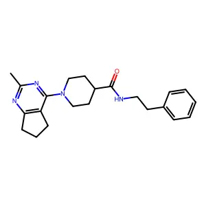 1-(2-methyl-6,7-dihydro-5H-cyclopenta[d]pyrimidin-4-yl)-N-(2-phenylethyl)piperidine-4-carboxamide structure