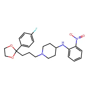 1-[3-[2-(4-fluorophenyl)-1,3-dioxolan-2-yl]propyl]-N-(2-nitrophenyl)piperidin-4-amine structure