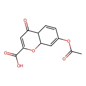 4H-1-Benzopyran-2-carboxylic acid, 4a,8a-dihydro-7-hydroxy-4-oxo-, acetate (ester), (E)- structure