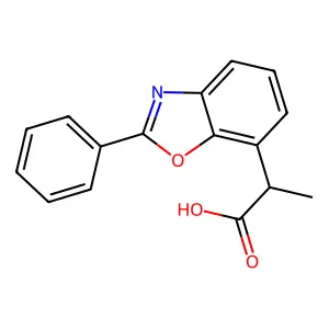 2-(2-phenyl-1,3-benzoxazol-7-yl)propanoic acid structure