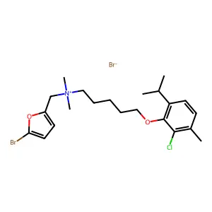 (5-(6-Chlorothymyloxy)pentyl)dimethyl(5-bromo-2-furfuryl)ammonium bromide structure