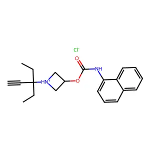 [1-(3-ethylpent-1-yn-3-yl)azetidin-1-ium-3-yl] N-naphthalen-1-ylcarbamate chloride structure