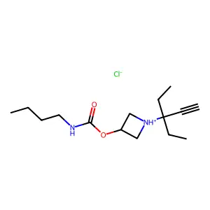[1-(3-ethylpent-1-yn-3-yl)azetidin-1-ium-3-yl] N-butylcarbamate chloride structure