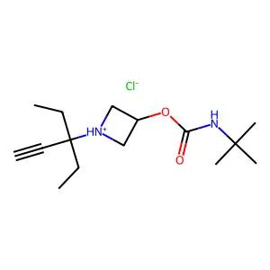 [1-(3-ethylpent-1-yn-3-yl)azetidin-1-ium-3-yl] N-tert-butylcarbamate chloride structure