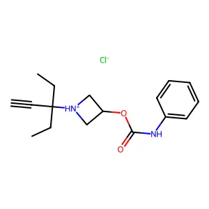 [1-(3-ethylpent-1-yn-3-yl)azetidin-1-ium-3-yl] N-phenylcarbamate chloride structure
