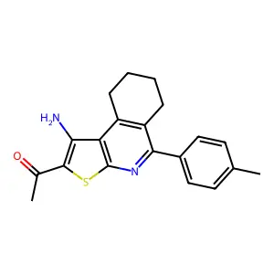 1-[1-amino-5-(4-methylphenyl)-6,7,8,9-tetrahydrothieno[2,3-c]isoquinolin-2-yl]ethanone structure