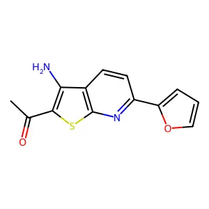 1-[3-amino-6-(furan-2-yl)thieno[2,3-b]pyridin-2-yl]ethanone structure