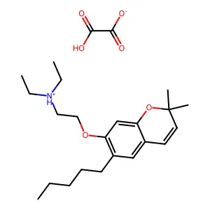 Ethanamine, 2-((2,2-dimethyl-6-pentyl-2H-1-benzopyran-7-yl)oxy)-N,N-diethyl-, ethanedioate (2:1) structure