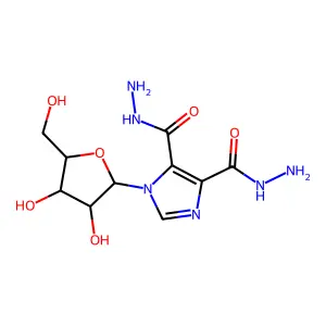 1-[3,4-dihydroxy-5-(hydroxymethyl)oxolan-2-yl]imidazole-4,5-dicarbohydrazide structure