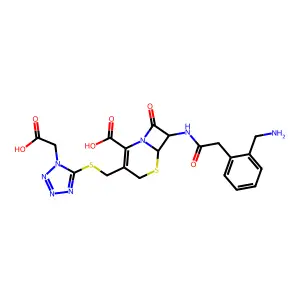 (6R,7R)-7-[[2-[2-(aminomethyl)phenyl]acetyl]amino]-3-[[1-(carboxymethyl)tetrazol-5-yl]sulfanylmethyl]-8-oxo-5-thia-1-azabicyclo[4.2.0]oct-2-ene-2-carboxylic acid structure