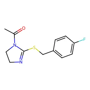 1-[2-[(4-fluorophenyl)methylsulfanyl]-4,5-dihydroimidazol-1-yl]ethanone structure
