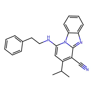 1-(2-phenylethylamino)-3-propan-2-ylpyrido[1,2-a]benzimidazole-4-carbonitrile structure