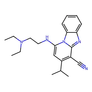 1-[2-(diethylamino)ethylamino]-3-propan-2-ylpyrido[1,2-a]benzimidazole-4-carbonitrile structure