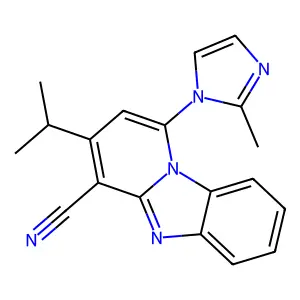 1-(2-methylimidazol-1-yl)-3-propan-2-ylpyrido[1,2-a]benzimidazole-4-carbonitrile structure