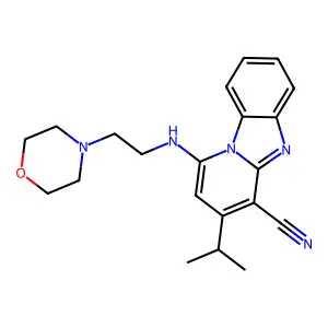 1-(2-morpholin-4-ylethylamino)-3-propan-2-ylpyrido[1,2-a]benzimidazole-4-carbonitrile structure