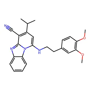 1-[2-(3,4-dimethoxyphenyl)ethylamino]-3-propan-2-ylpyrido[1,2-a]benzimidazole-4-carbonitrile structure