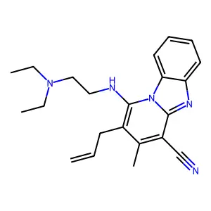 13-{[2-(diethylamino)ethyl]amino}-11-methyl-12-(prop-2-en-1-yl)-1,8-diazatricyclo[7.4.0.0^{2,7}]trideca-2(7),3,5,8,10,12-hexaene-10-carbonitrile structure