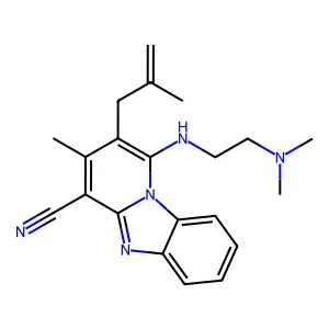 1-[2-(dimethylamino)ethylamino]-3-methyl-2-(2-methylprop-2-enyl)pyrido[1,2-a]benzimidazole-4-carbonitrile structure