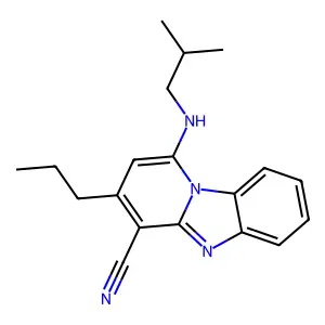 1-(2-methylpropylamino)-3-propylpyrido[1,2-a]benzimidazole-4-carbonitrile structure
