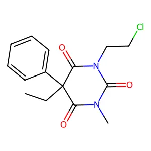 1-(2-chloroethyl)-5-ethyl-3-methyl-5-phenyl-1,3-diazinane-2,4,6-trione structure