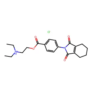 2-[4-(1,3-dioxo-4,5,6,7-tetrahydroisoindol-2-yl)benzoyl]oxyethyl-diethylazanium chloride structure