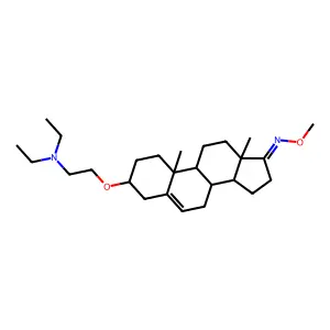 N,N-diethyl-2-[(17-methoxyimino-10,13-dimethyl-1,2,3,4,7,8,9,11,12,14,15,16-dodecahydrocyclopenta[a]phenanthren-3-yl)oxy]ethanamine structure