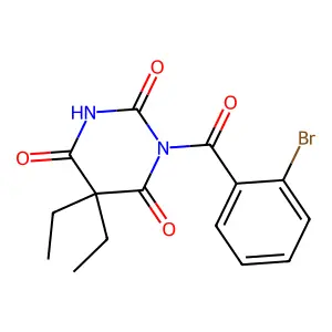 1-(2-bromobenzoyl)-5,5-diethyl-1,3-diazinane-2,4,6-trione structure