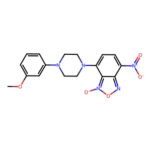4-[4-(3-methoxyphenyl)piperazin-1-yl]-7-nitro-3-oxido-2,1,3-benzoxadiazol-3-ium structure