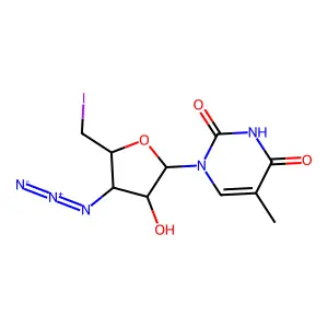 1-[(2R,3R,4S,5S)-4-azido-3-hydroxy-5-(iodomethyl)oxolan-2-yl]-5-methylpyrimidine-2,4-dione structure