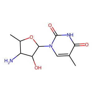 1-[(2R,3R,4S,5R)-4-amino-3-hydroxy-5-methyloxolan-2-yl]-5-methylpyrimidine-2,4-dione structure