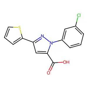 1-(3-chlorophenyl)-3-thiophen-2-ylpyrazole-5-carboxylic acid structure