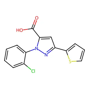 1-(2-chlorophenyl)-3-thiophen-2-ylpyrazole-5-carboxylic acid structure