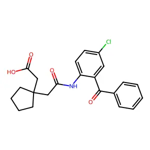 {1-[(2-Benzoyl-4-chloro-phenylcarbamoyl)-methyl]-cyclopentyl}-acetic acid structure