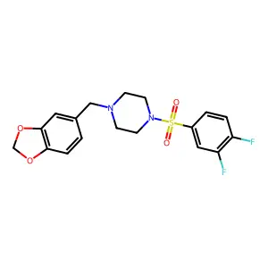 1-(1,3-benzodioxol-5-ylmethyl)-4-(3,4-difluorophenyl)sulfonylpiperazine structure