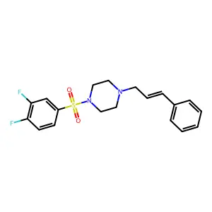 1-(3,4-difluorophenyl)sulfonyl-4-[(E)-3-phenylprop-2-enyl]piperazine structure