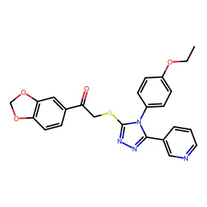 1-(1,3-benzodioxol-5-yl)-2-[[4-(4-ethoxyphenyl)-5-pyridin-3-yl-1,2,4-triazol-3-yl]sulfanyl]ethanone structure