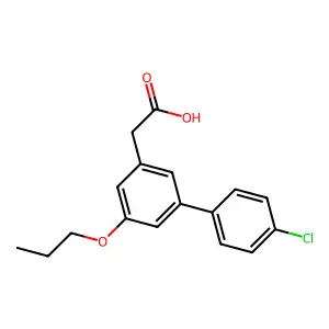 2-[3-(4-chlorophenyl)-5-propoxyphenyl]acetic acid structure