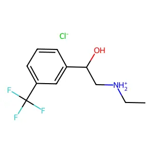 ethyl-[2-hydroxy-2-[3-(trifluoromethyl)phenyl]ethyl]azanium chloride structure