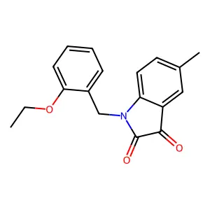 1-[(2-ethoxyphenyl)methyl]-5-methylindole-2,3-dione structure