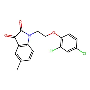 1-[2-(2,4-dichlorophenoxy)ethyl]-5-methyl-2,3-dihydro-1H-indole-2,3-dione structure