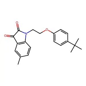 1-[2-(4-tert-butylphenoxy)ethyl]-5-methylindole-2,3-dione structure