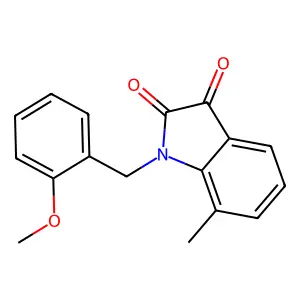 1-[(2-methoxyphenyl)methyl]-7-methylindole-2,3-dione structure