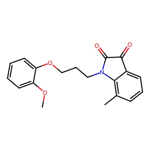 1-[3-(2-methoxyphenoxy)propyl]-7-methylindole-2,3-dione structure